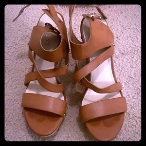 Wedges strapped heels